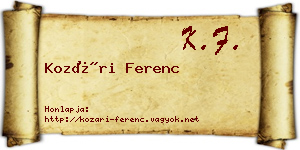 Kozári Ferenc névjegykártya